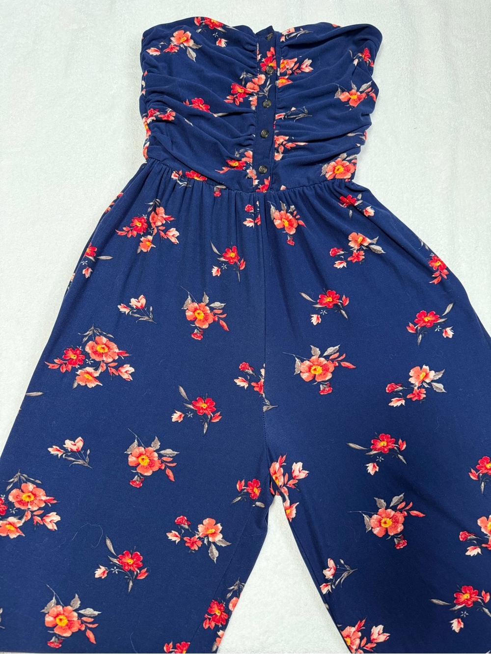 Justify Navy Strapless Floral Jumpsuit Size Small
